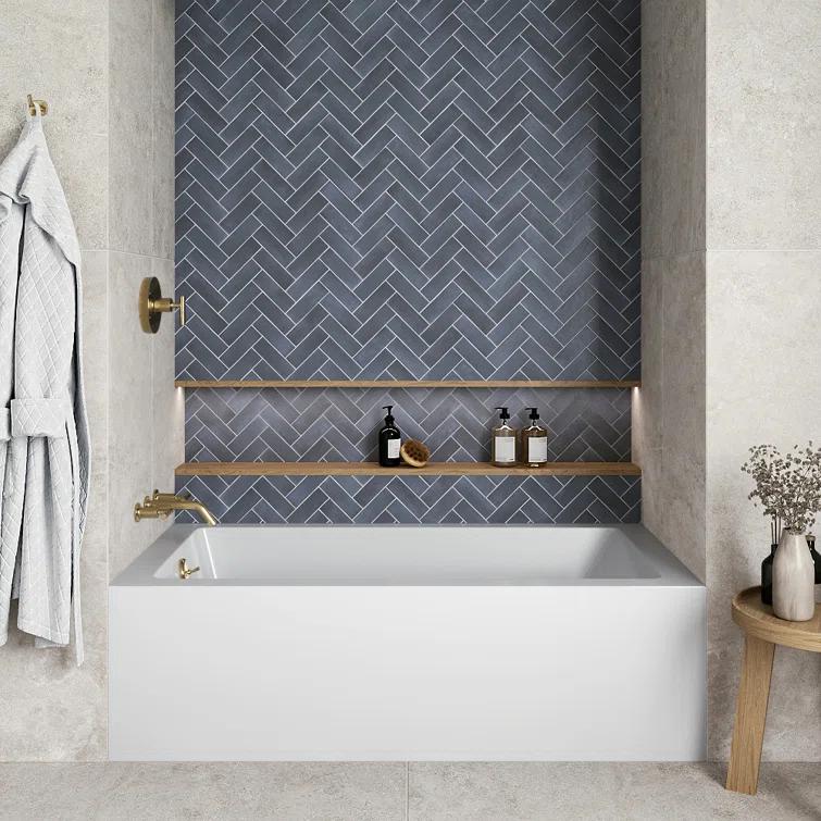 Streamline Bath Streamline 60 in. x 30 in. Acrylic Left-Hand Drain Alcove Bathtub in Glossy White With External Drain NAL-5320-PBR