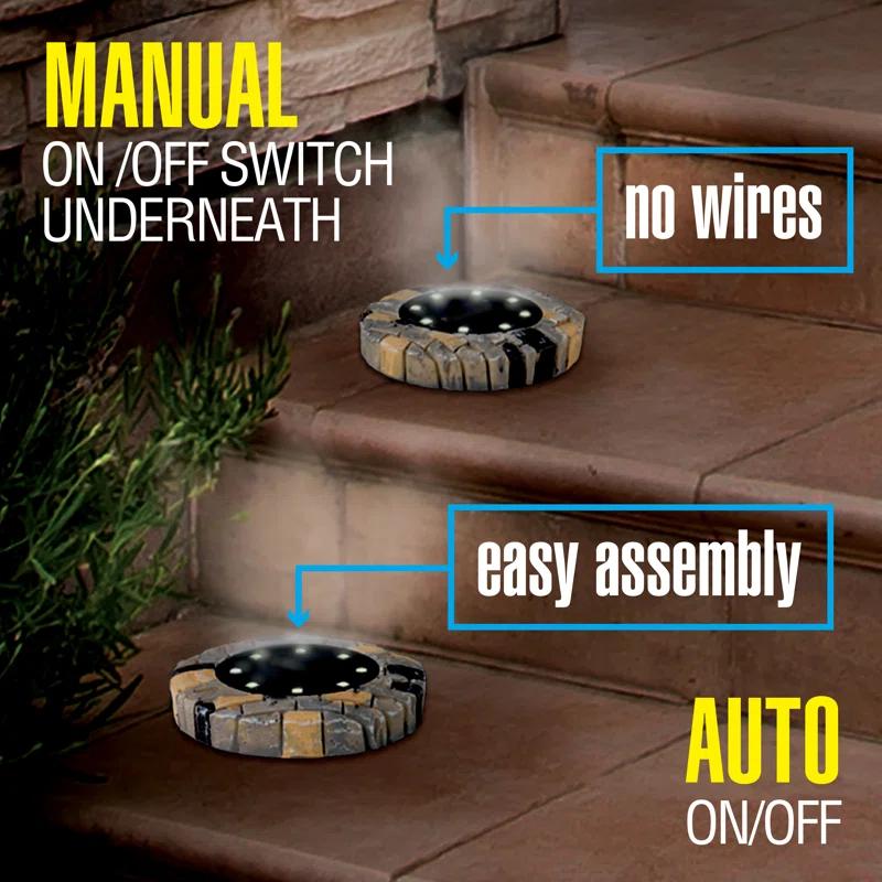 Bell + Howell Stone Low Voltage Solar Powered Integrated LED Pathway Light Pack (Set of 4)