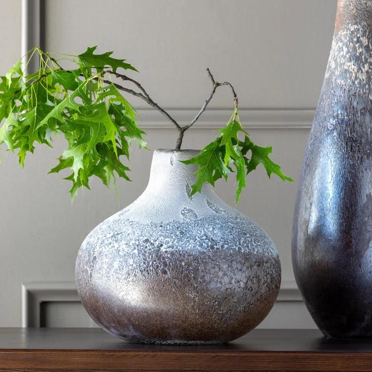 Round Golden Accented Glass Bud Vase