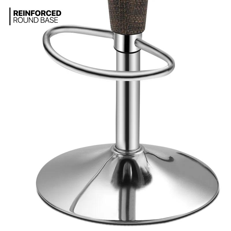 Ivy Bronx Jehanne Adjustable Swivel Bar Stools, Rattan Counter Height Dining Chairs with Backrest and Footrest (Set of 2)