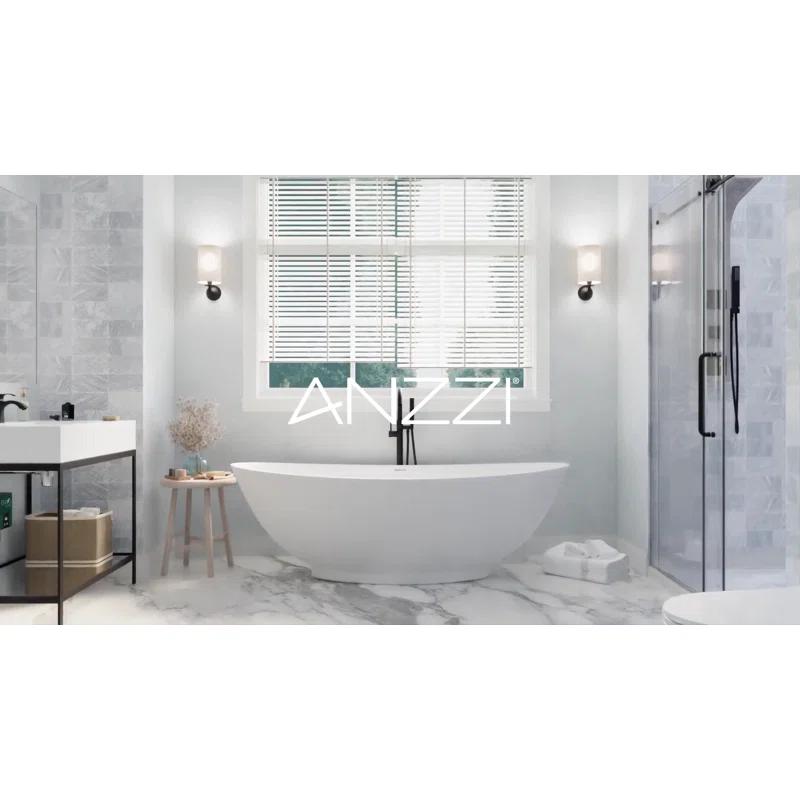 ANZZI Veil Series 34” W x 74” H Frameless Glass Fixed Shower Screen Shower Door SD-AZFL06001BN