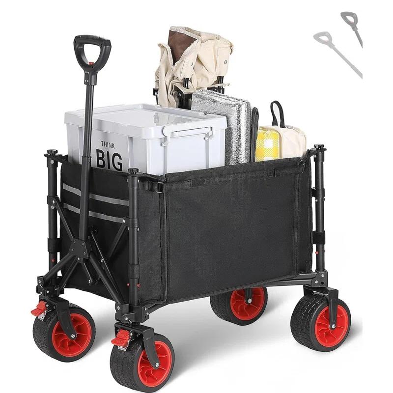 Zstar 220lb Capacity Folding Utility Cart, 360° Swivel Wheels