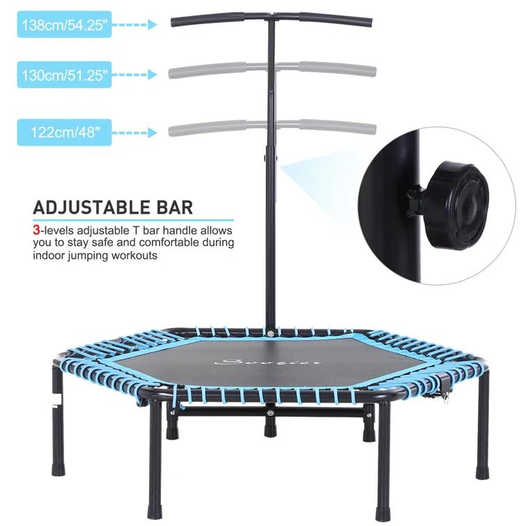 Soozier Soozier 4' Foldable Hexagon Indoor Fitness Trampoline with Handlebar