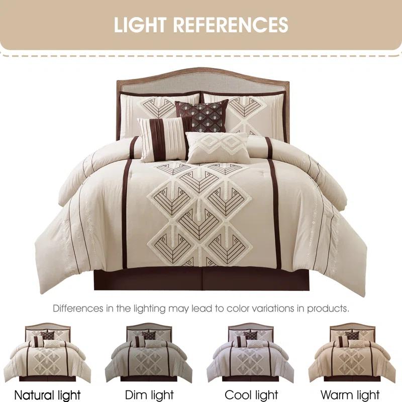 Nanshing America, Inc Vernice 7 Piece Geometric Comforter Set