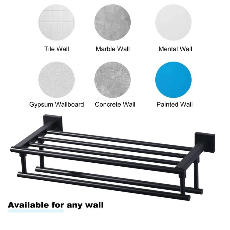 ARCORA 2-Tier 20" Wall Mounted Stainless Steel Bathroom Towel Rack With 2 Towel Bars Round Rods AR5150102B-20