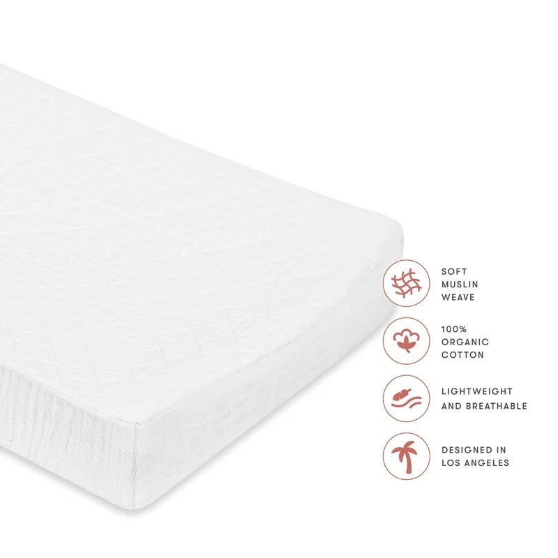 babyletto Plain White Quilted Muslin Changing Pad Cover