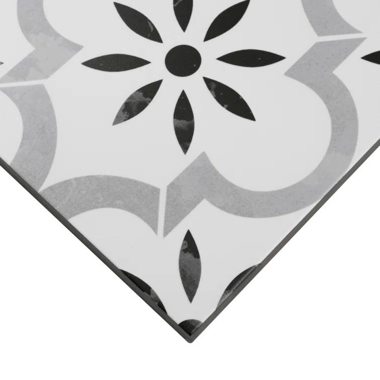 Ackland Amara 8" x 8" Encaustic Look Matte Porcelain Floor & Wall Tile