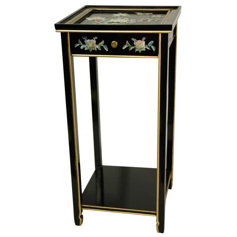 Bloomsbury Market Oriental Stand with Drawer, Shelf and Glass Top