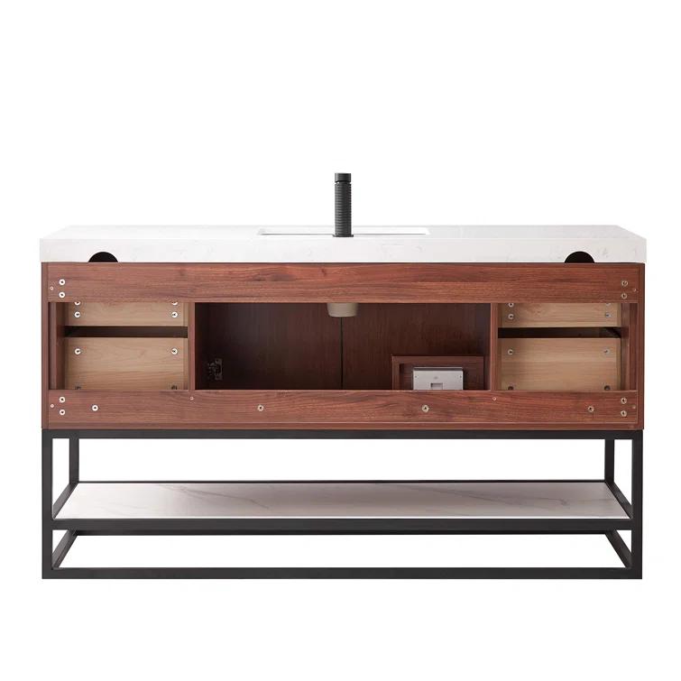 Vinnova Mahon 60'' Free Standing Single Bathroom Vanity with Cultured Marble Top