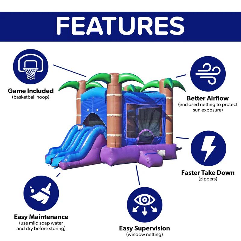 HeroKiddo HeroKiddo Enchanted Forest Commercial Grade Bounce House with Slide (with Blower), No Pool