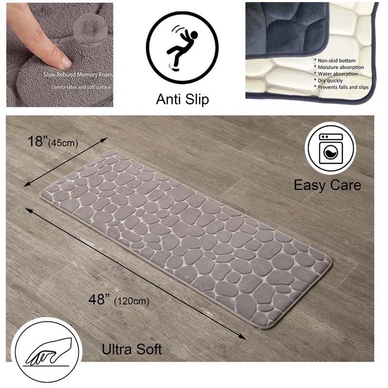 Evideco Pebble Runner Mat - Memory Foam - 48"L x 18"W for Kitchen, Bathroom and more & Reviews | Wayfair