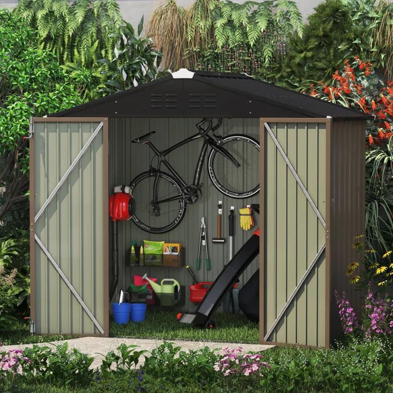 Devoko 8 ft. W x 6 ft. D Metal Storage Shed