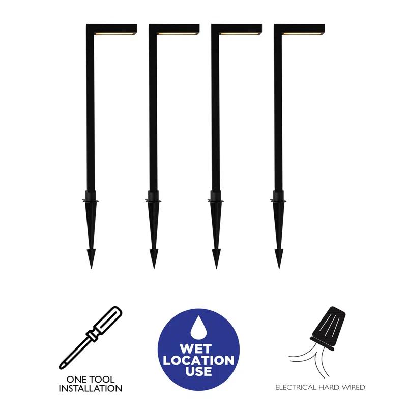C Cattleya Low Voltage Black Aluminum Led Outdoor Landscape Path Lights (4-pack) (Set of 4)