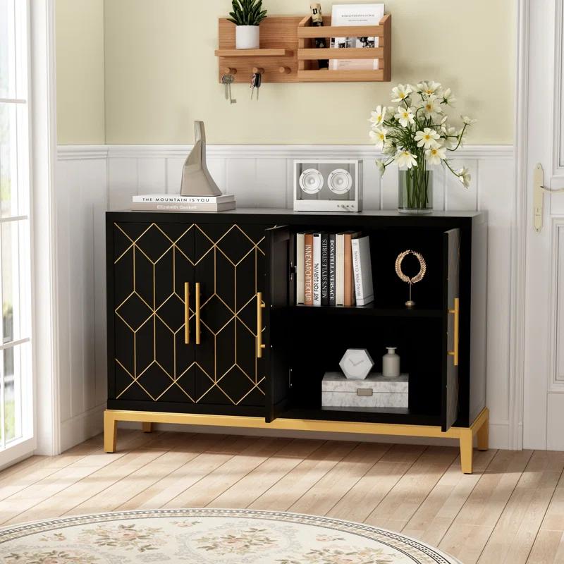 Dieks 48" Sideboard Storage Cabinet with Gold Trim