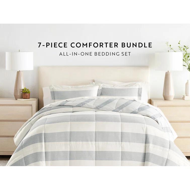 IEnjoy Home 7-Piece Bedding Bundle - Pattern Comforter and Sheet Set
