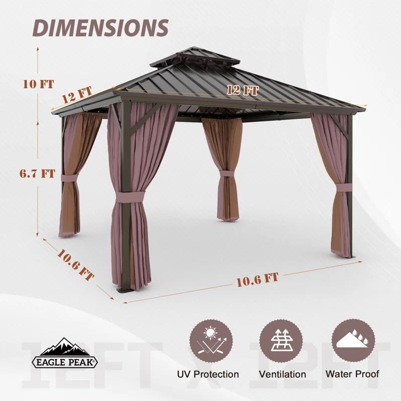 EAGLE PEAK Outdoor Aluminum Frame Hardtop Patio Gazebo