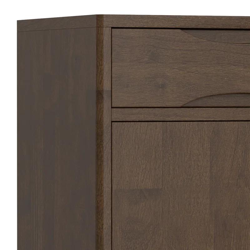 Simpli Home Harper 40"W Solid Wood 2-Shelf Mid-Century Modern Entryway Storage Cabinet with 2 Drawers