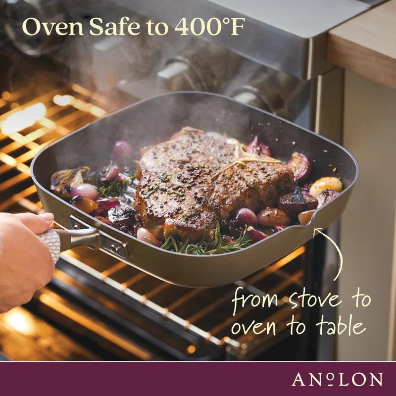 Anolon Anolon Advanced Home Hard Anodized Nonstick Deep Square Grill / Griddle Pan With Pour Spouts,11 Inch
