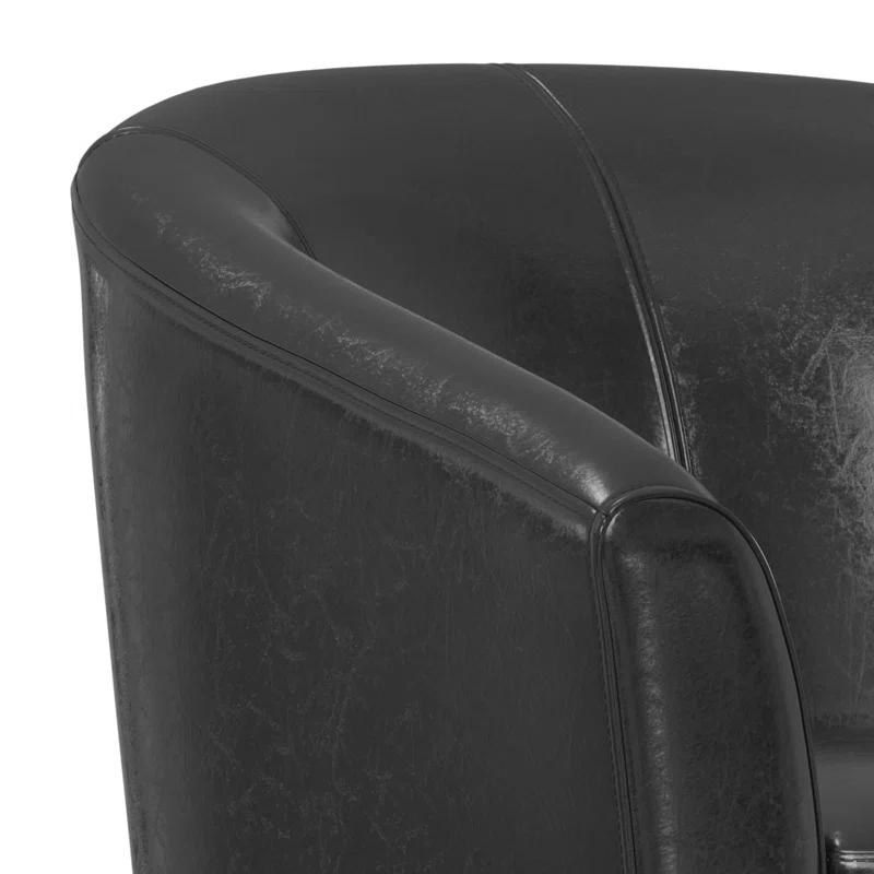 Simpli Home Austin 30"W Upholstered Vegan Faux Leather Contemporary Tub Accent Chair with High Arms and Deep Seat