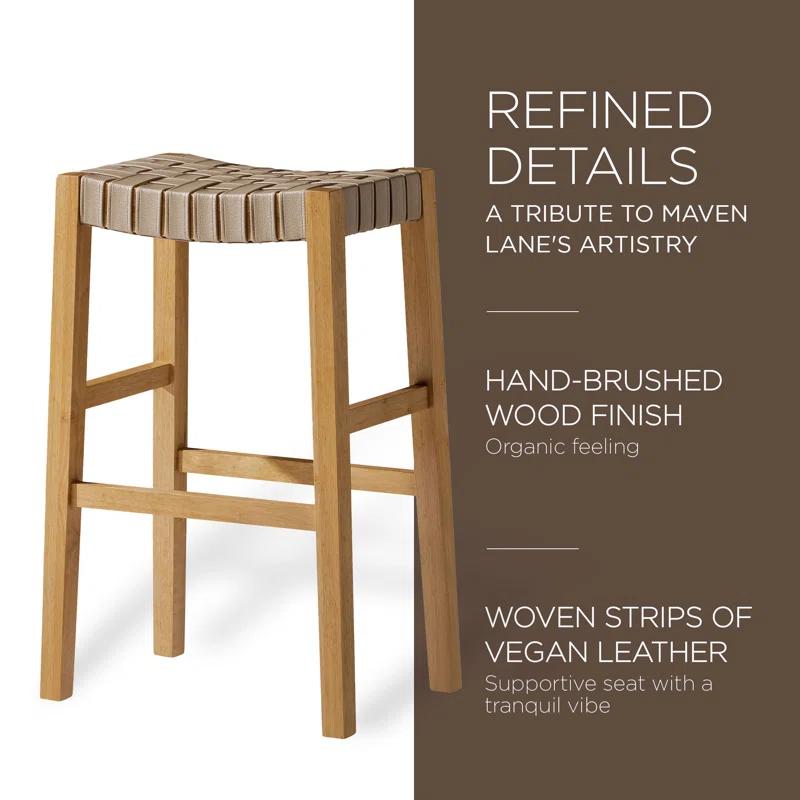 Maven Lane Maven Lane Emerson Kitchen Stool with Vegan Leather Upholstery