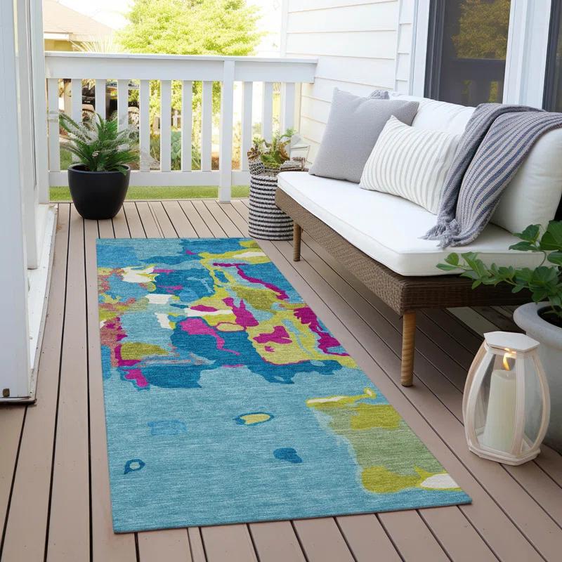 Turquoise Machine Washable Indoor/Outdoor Area Rug ACN1028