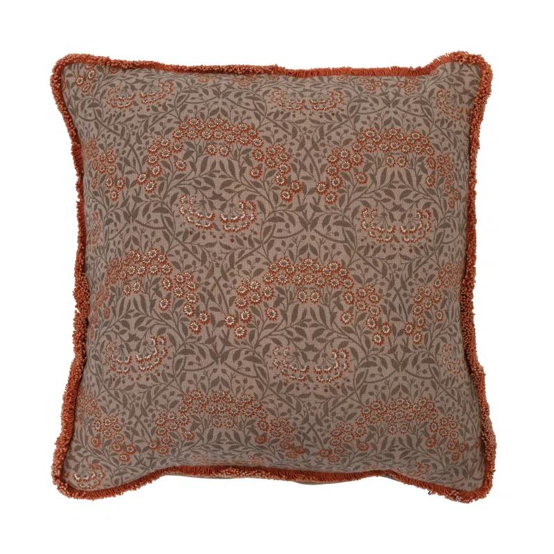 Creative Co-Op Fringed Cotton Reversible Throw Pillow