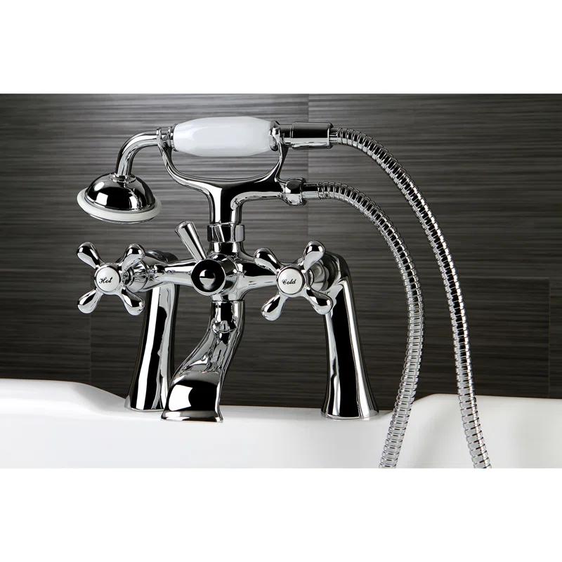 Kingston Brass KS268C Kingston Brass Kingston Three-Handle 2-Hole Deck Mount Clawfoot Tub Faucet with Hand Shower