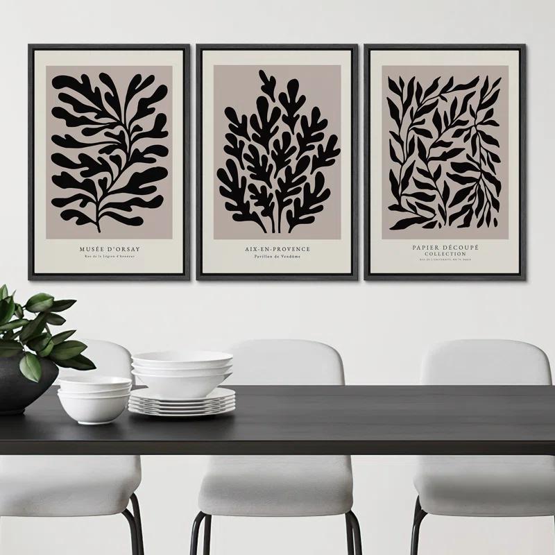 SIGNLEADER " Papier Decoupe Collection French Retro Art Decor Flower Plants " by Henri Matisse 3 - Pieces