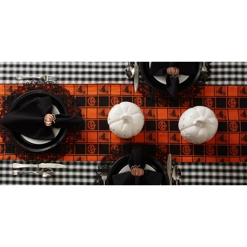 The Holiday Aisle® Vaillancourt Halloween Woven Check Table Runner