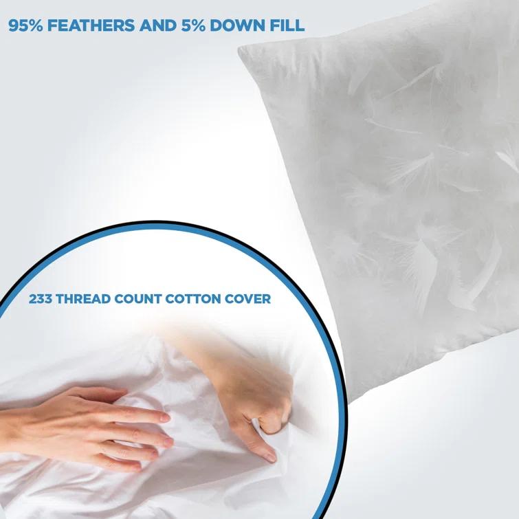 ComfyDown ComfyDown 95% Feather 5% Down Rectangle Decorative Pillow Insert Sham Stuffer