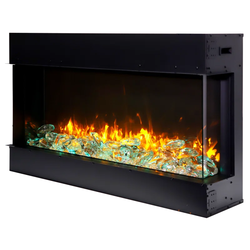 Amantii 72-TRU-VIEW-XL XT – 72″ Wide X 22″ In Height –3 Sided Glass / Indoor Or Outdoor Electric Fireplace