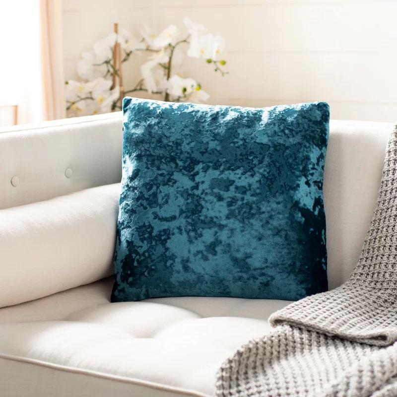 Braidy 18" Blue Velvet Plush Throw Pillow