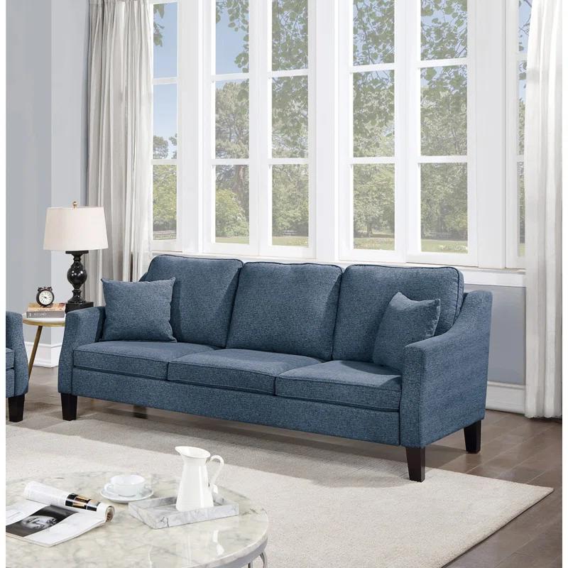 Navy Blue Chenille 2-Piece Sofa and Loveseat Set