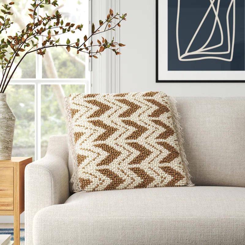 Oakleaf Chevron Polyester,Wool,Cotton Blend Throw Pillow