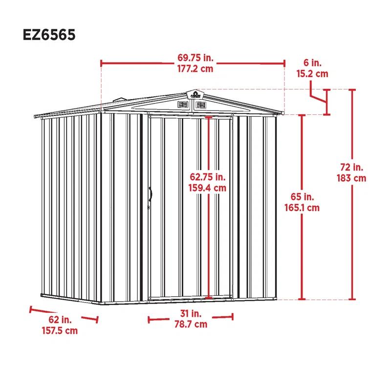 Arrow EZEE Shed 6 ft. W x 5 ft. D Metal Storage Shed