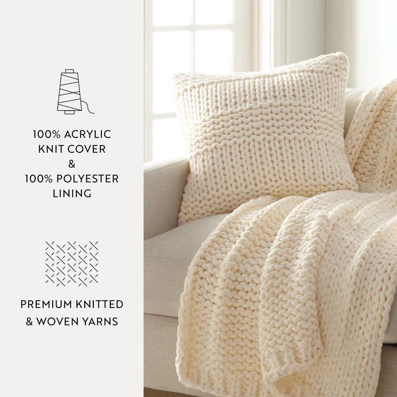 Becky Cameron Cozy Chunky Knit Acrylic Decor Throw Pillow