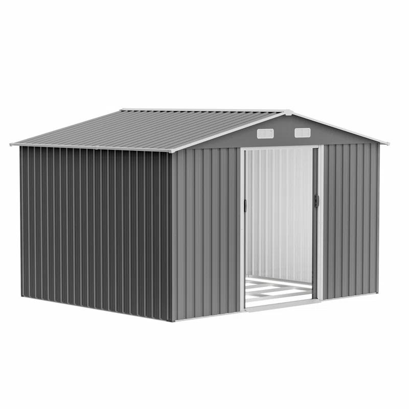 TYUNABRN 10X8 FT Outdoor Tool Storage Shed With Metal Foundation & Lockable Doors