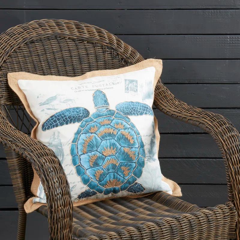 Saro Coastal Outdoor Turtle Pillow