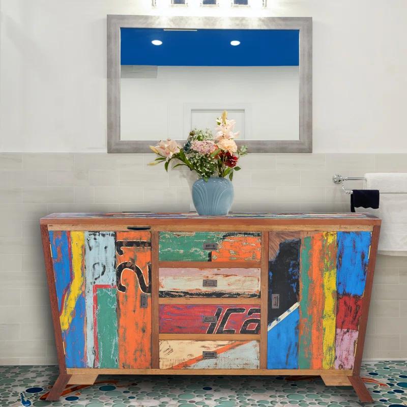 Chic Teak Solid Wood Freestanding Bathroom Cabinet