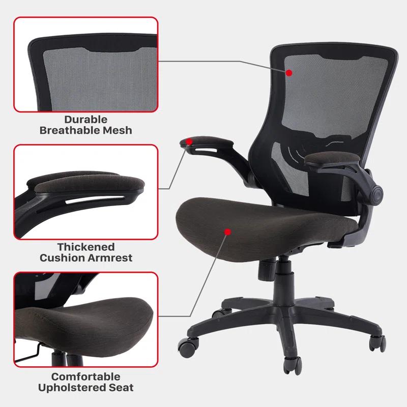 Clatina KLASIKA Ergonomic Office Desk Chair Mesh Back Flip Up Armrests Adjustable Height and Lumbar Support Swivel Chairs with Wheels
