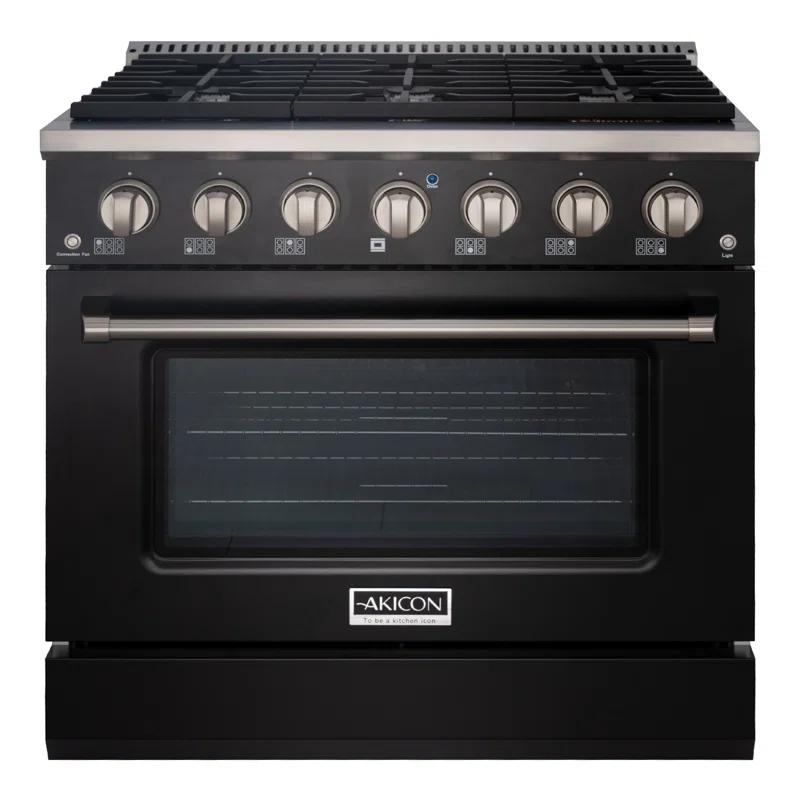 Akicon Akicon 36" 5.2 Cubic Feet Smart Natural Gas Range with 6 Burners AK-JK36A1-BS