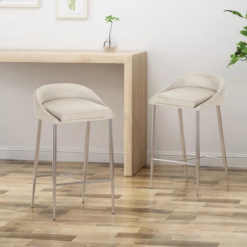 Ivy Bronx Modern&Simple Design Counter Stools Set of 2 – Upholstered Seats, Chrome-Finished Base for Kitchen Island or Breakfast Nook | Wayfair