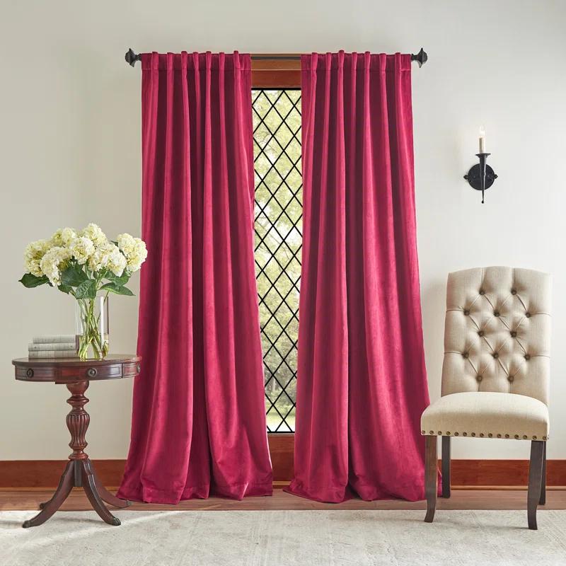 Martha Stewart Lucca Velvet Solid Max Blackout Rod Pocket Curtain Panel Pair (Set of 2) (Set of 2)