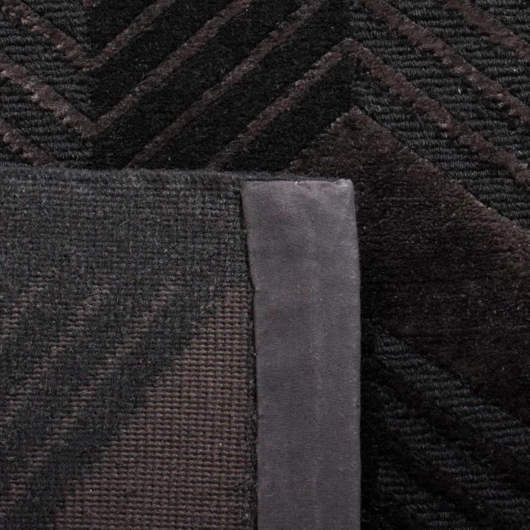 Onyx Art Deco Hand-Knotted Wool-Viscose Stripe Accent Rug