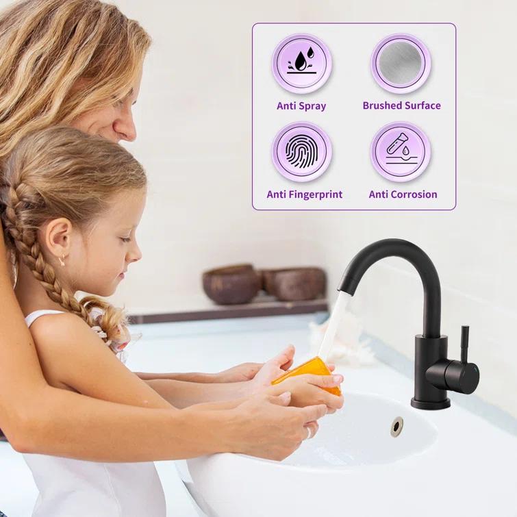 VIBRANTBATH Single-Hole Single-handle Bathroom Faucet 6025-Black