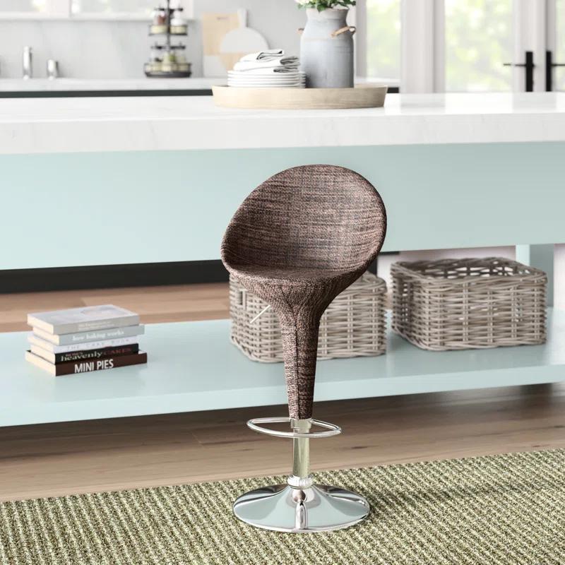 Orren Ellis Galeton Swivel Upholstered Adjustable Height Counter Stool with Metal Frame (Set of 2)