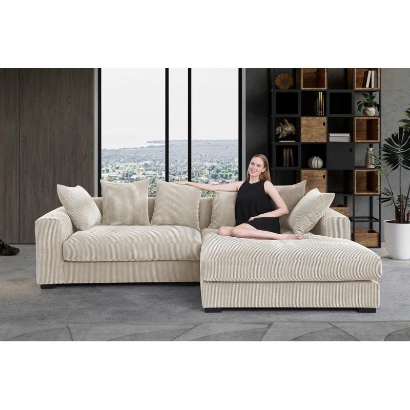 DEVION Furniture Naomi Corduroy Upholstered Sectional