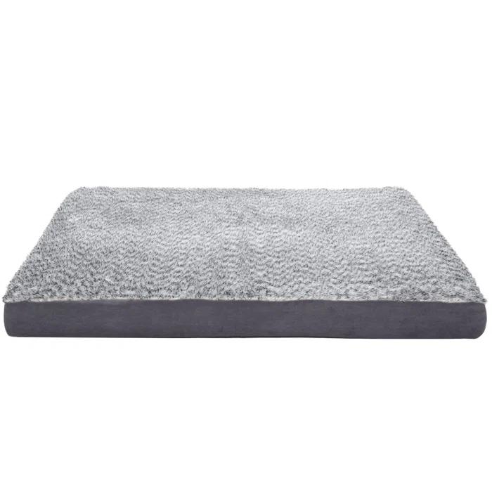FurHaven Two-Tone Faux Fur and Suede Deluxe Orthopedic Dog Bed