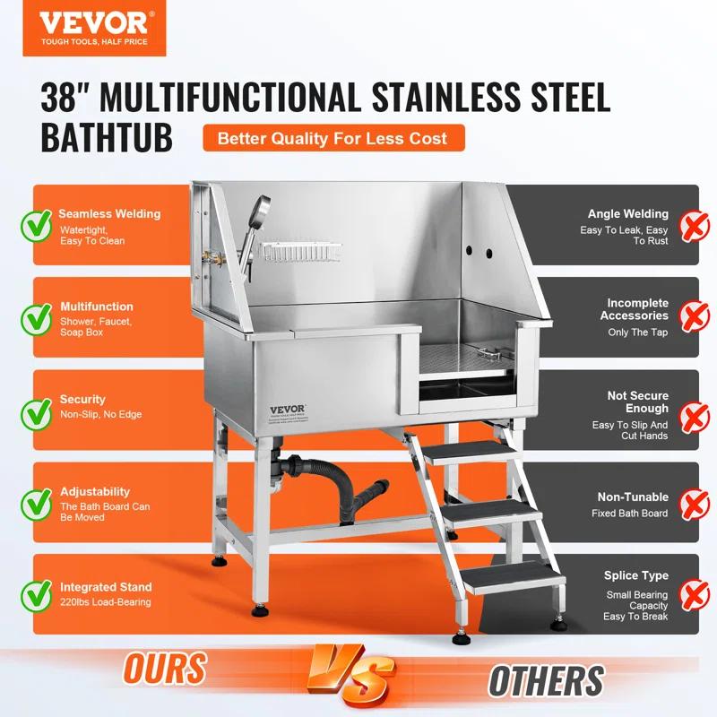 VEVOR Multi-functional Pet Bathtub