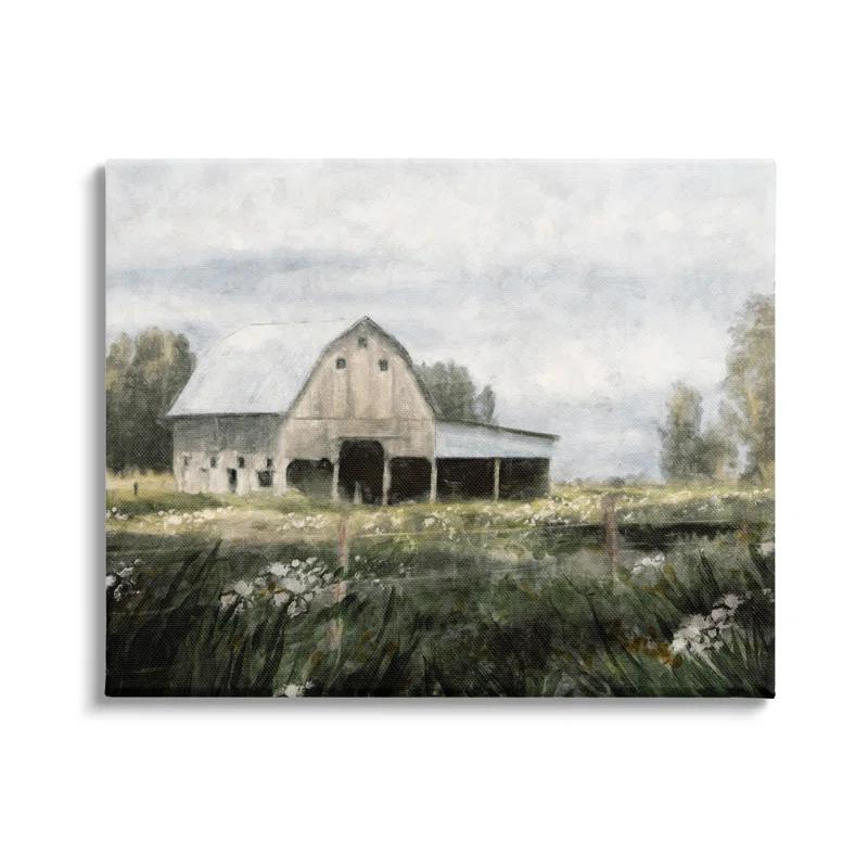 Stupell Industries Aw-141-Canvas " Country Farmhouse Barn Meadow " by Nina Blue Painting Print